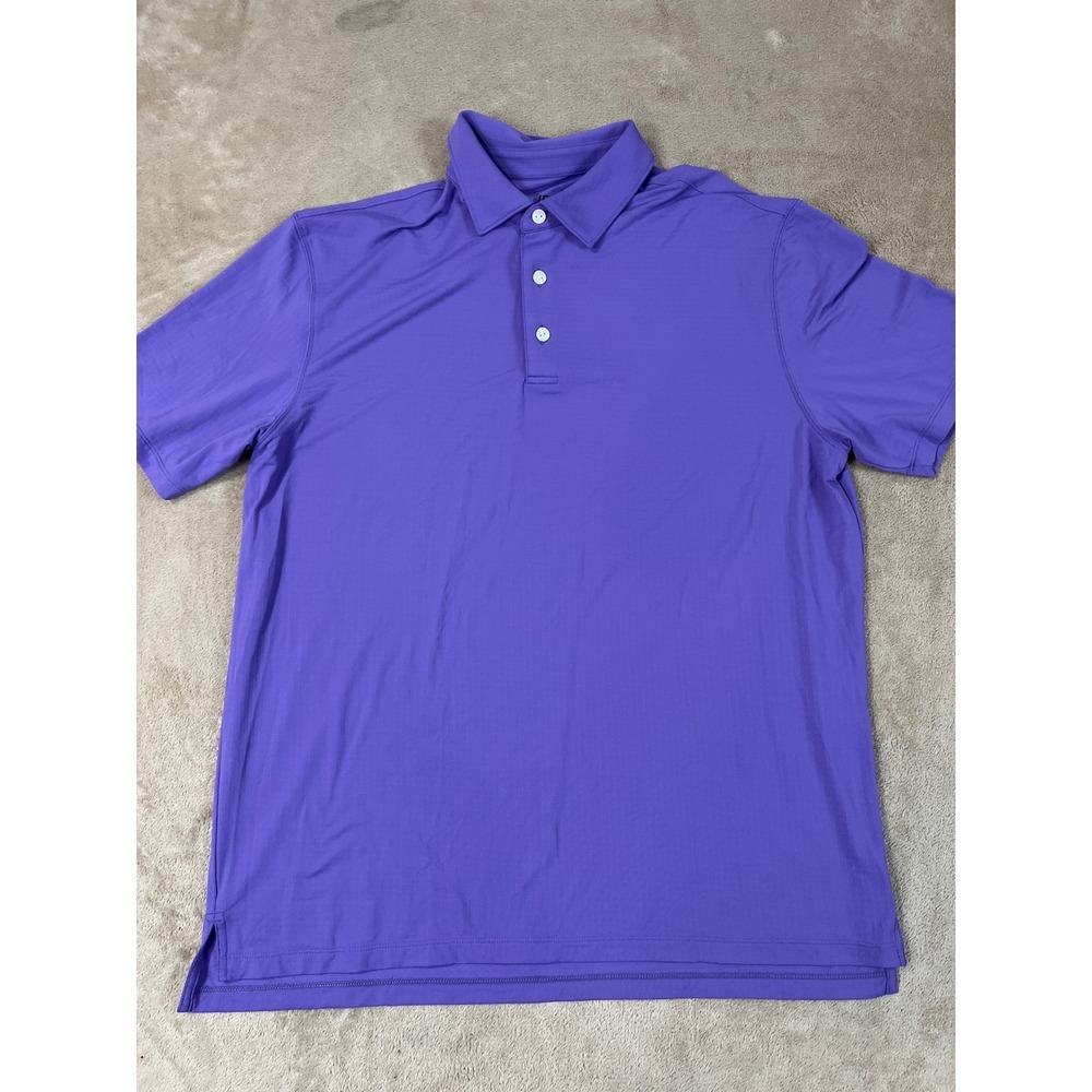 IBKUL Solid  Polo Shirt Men's Size Large Purple UPF 50+ Quick Dry Nylon S/S EUC